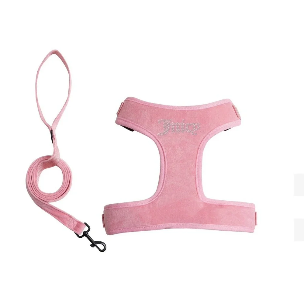 Juicy Couture Pink Rhinestone Crown Dog Harness & Leash Set LG - NEW